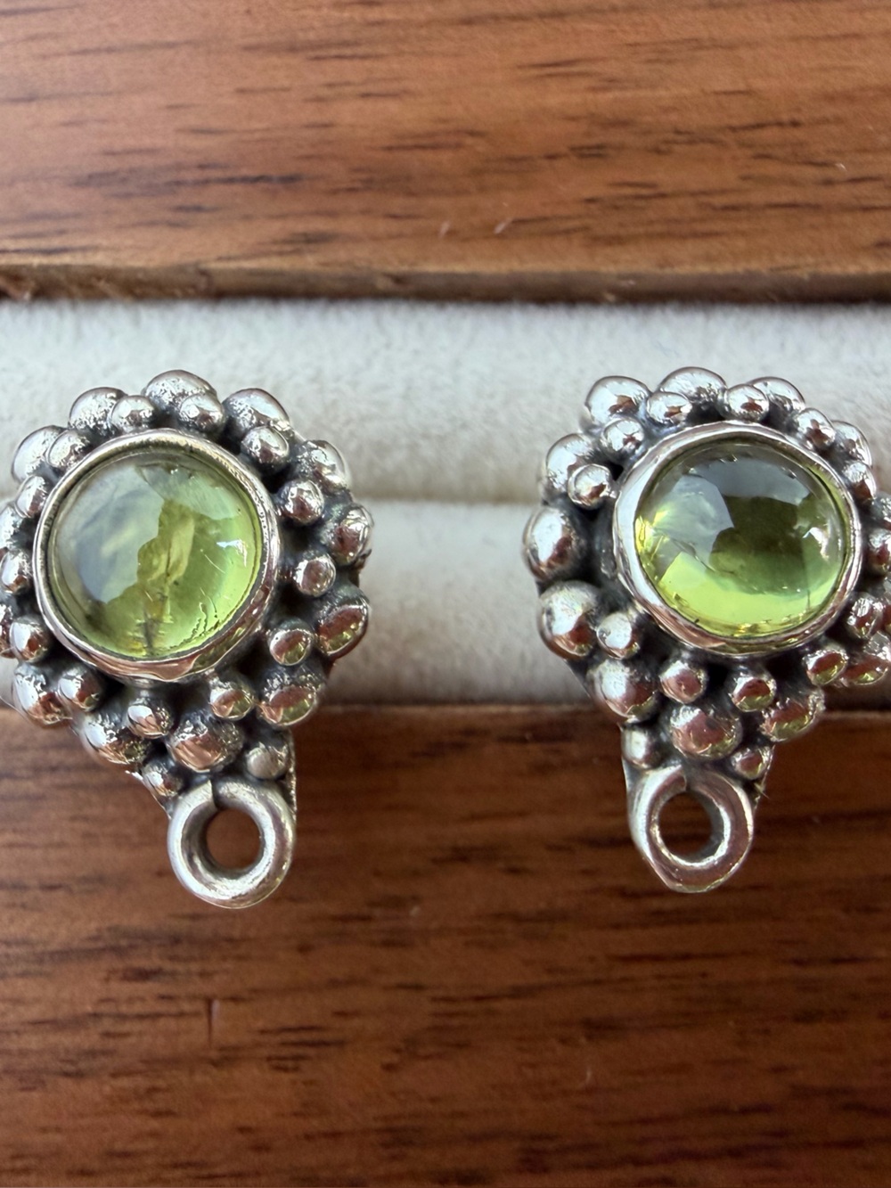 925 Sterling Silver Natural Peridot Vintage Drop Earrings